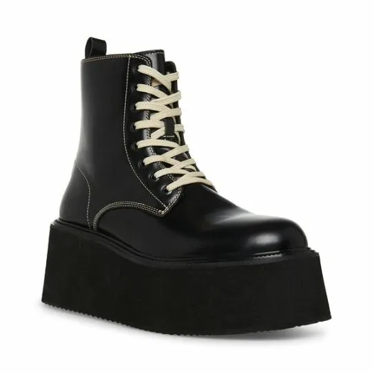 Men039s LAZER BLACKWHITE LEATHER Black White Leather Steve Madden Boots Men039s LAZER BLACKWHITE LEATHER Black White Leather Steve Madden Boots