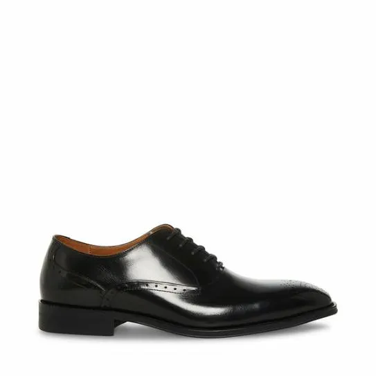 Men039s ZATE BLACK LEATHER Black Leather Steve Madden Dress