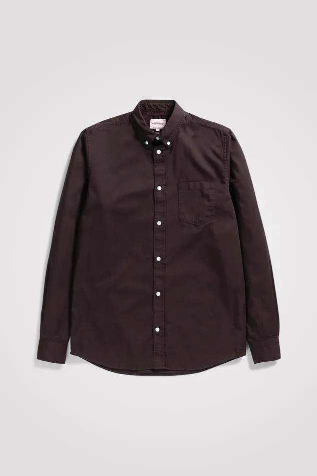 Men Anton Light Twill Shirt Espresso Norse Projects Shirting