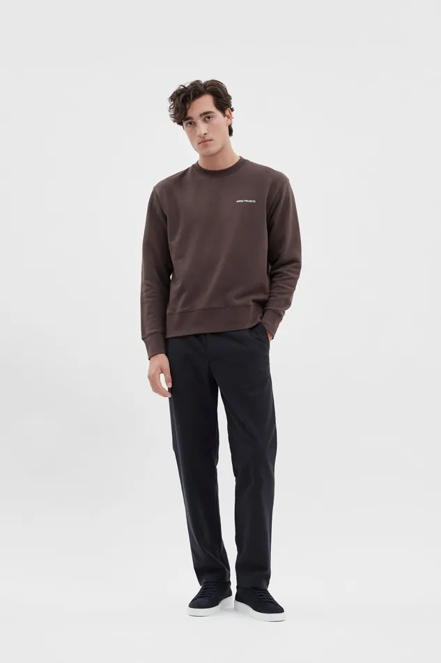 Men Arne Logo Sweat Heathland Brown Norse Projects Sweatshirts