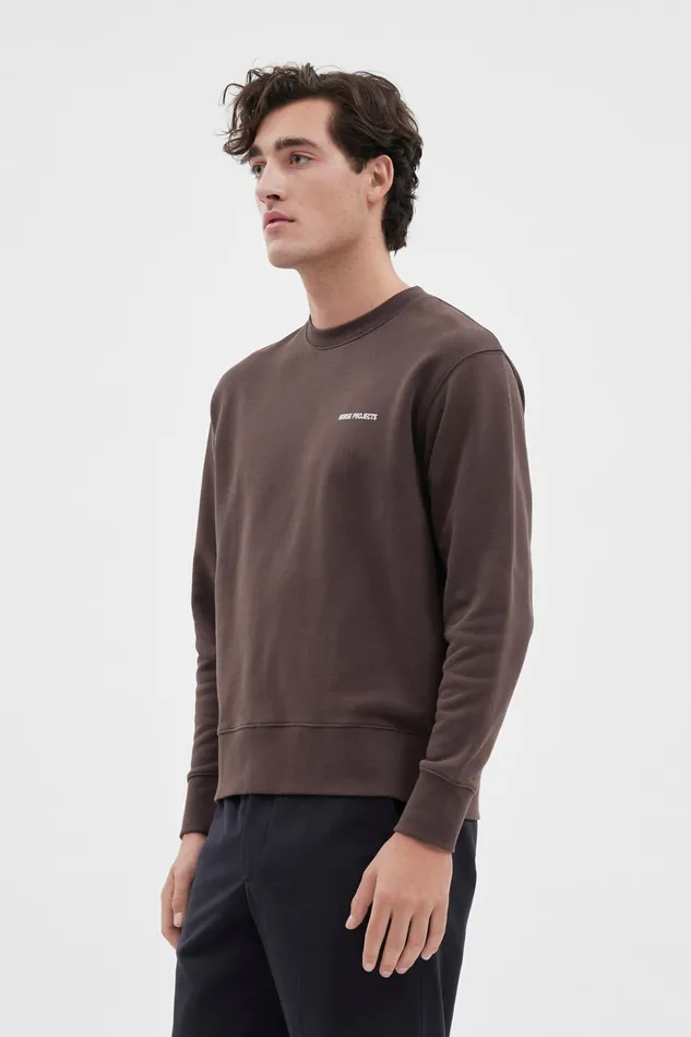 Men Arne Logo Sweat Heathland Brown Norse Projects Sweatshirts