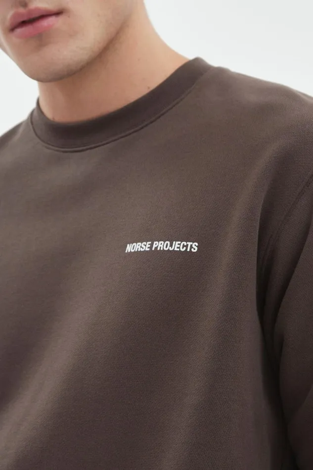 Men Arne Logo Sweat Heathland Brown Norse Projects Sweatshirts