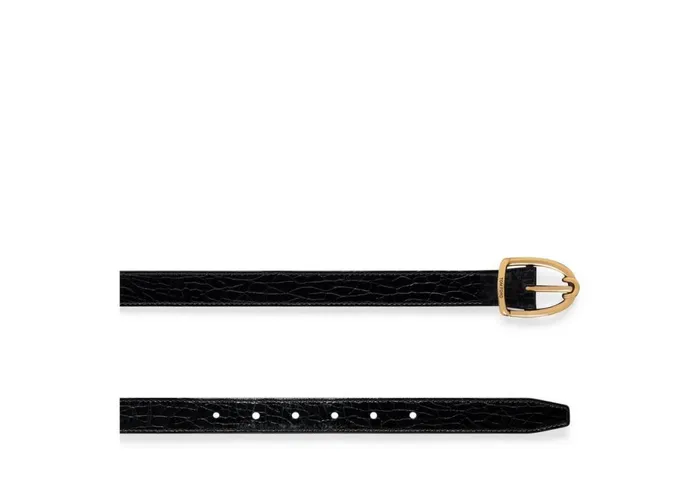 Men Belts Tom Ford Crackled Leather Angled Buckle Belt Men Belts Tom Ford Crackled Leather Angled Buckle Belt