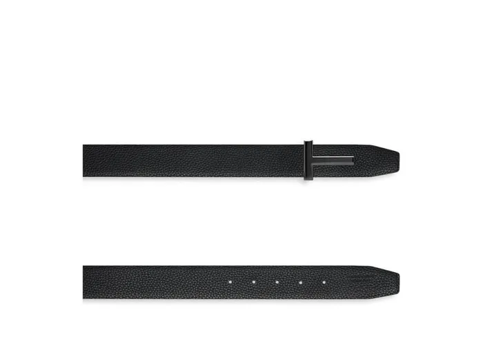 Men Belts Tom Ford Grain Leather T Icon Belt Black Men Belts Tom Ford Grain Leather T Icon Belt Black