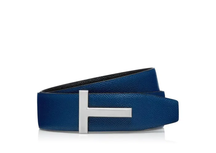Men Belts Tom Ford Small Grain Leather T Icon Belt Black Ultramarine Men Belts Tom Ford Small Grain Leather T Icon Belt Black Ultramarine