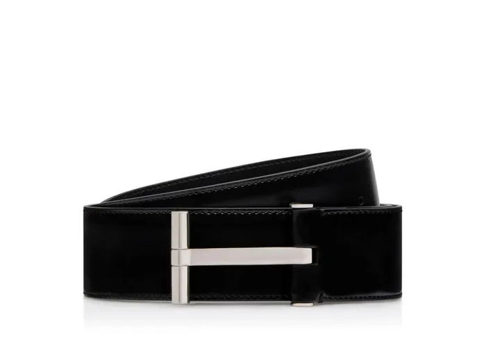 Men Belts Tom Ford Smooth Leather T Belt Black