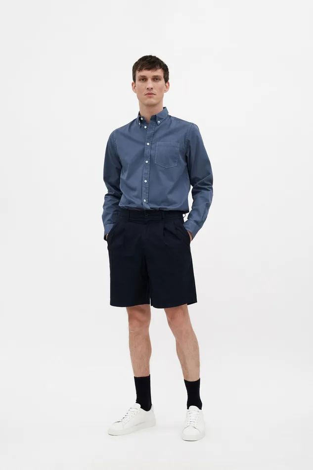 Men Benn Relaxed Typewriter Pleated Short Dark Navy Norse Projects Shorts