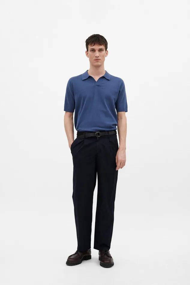 Men Benn Relaxed Typewriter Pleated Trouser Dark Navy Norse Projects Trousers