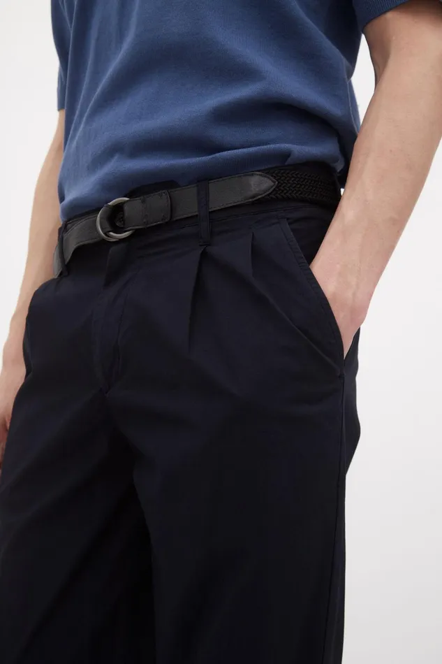 Men Benn Relaxed Typewriter Pleated Trouser Dark Navy Norse Projects Trousers