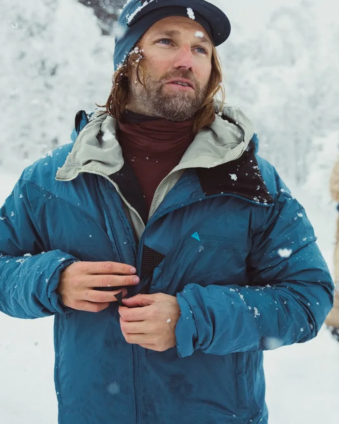 Men Bifrost Hooded Down Jacket Monkshood Blue Klttermusen Down and Insulated Jackets