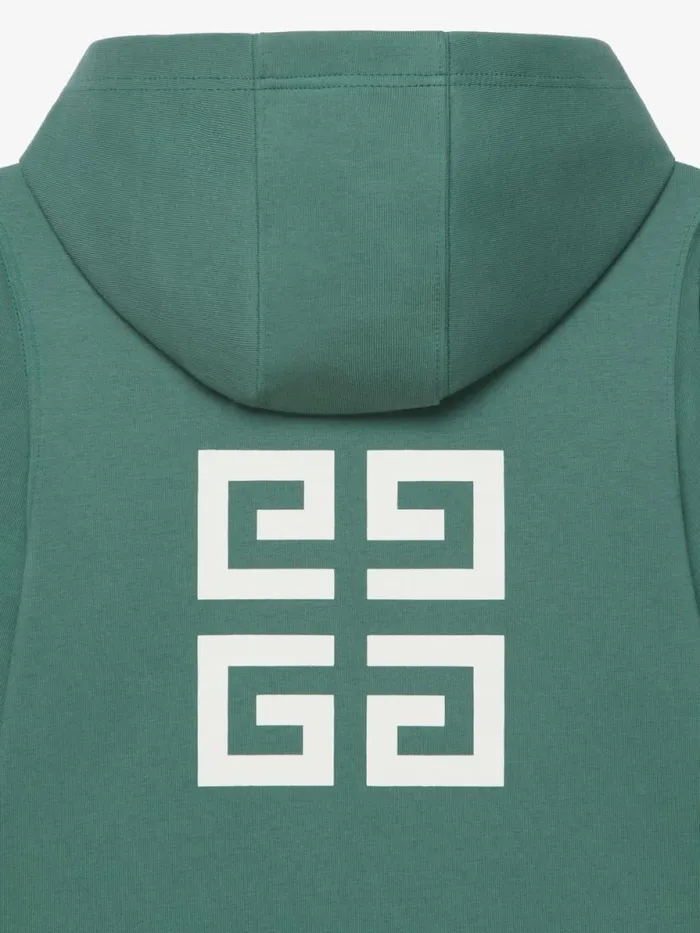 Men Boy 4 To 12 Years Givenchy GIVENCHY 4G Hooded Cardigan In Fleece Greyish Green