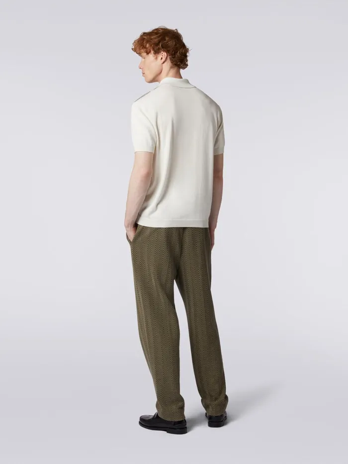 Men Classic Cotton And Viscose Zigzag Trousers Green Missoni Trousers Men Classic Cotton And Viscose Zigzag Trousers Green Missoni Trousers