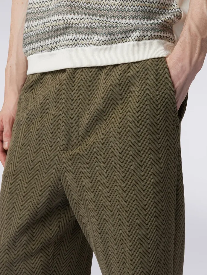 Men Classic Cotton And Viscose Zigzag Trousers Green Missoni Trousers Men Classic Cotton And Viscose Zigzag Trousers Green Missoni Trousers