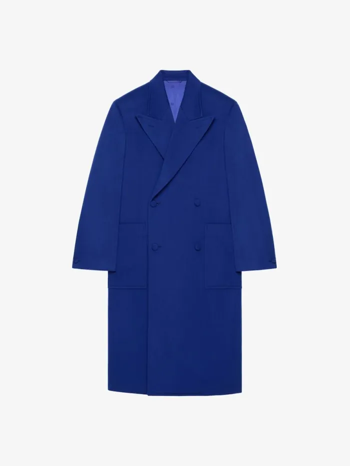 Men Coats and Jackets Givenchy Oversized Coat In Wool And Cashmere Royal Blue