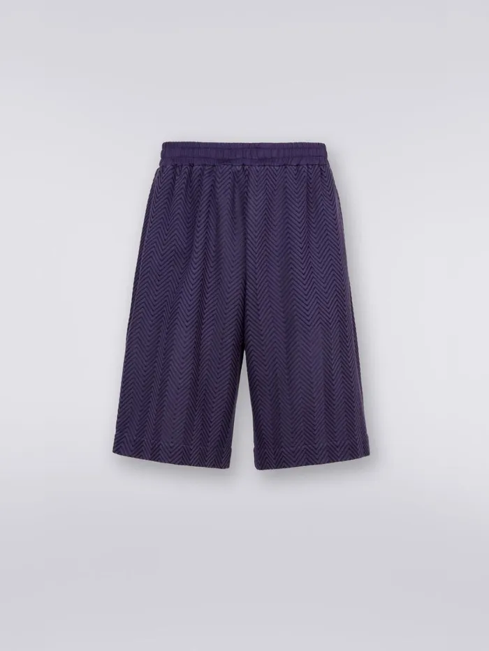 Men Cotton And Viscose Blend Bermuda Shorts With Zigzag Working Pink Missoni Trousers