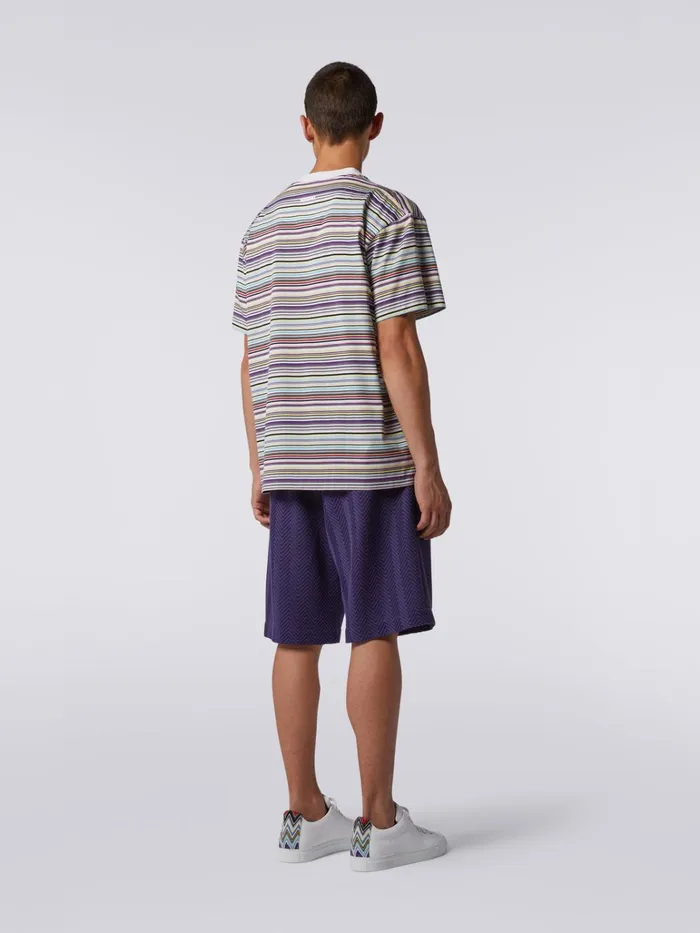 Men Cotton And Viscose Blend Bermuda Shorts With Zigzag Working Pink Missoni Trousers