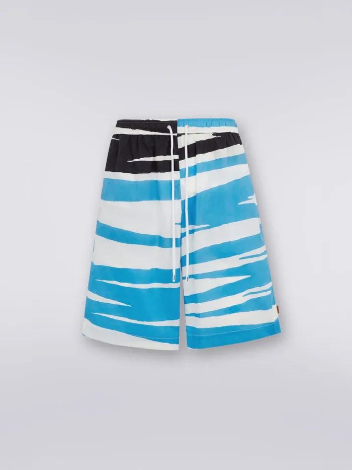 Men Cotton Bermuda Shorts With Slub Print Multicoloured Missoni Trousers