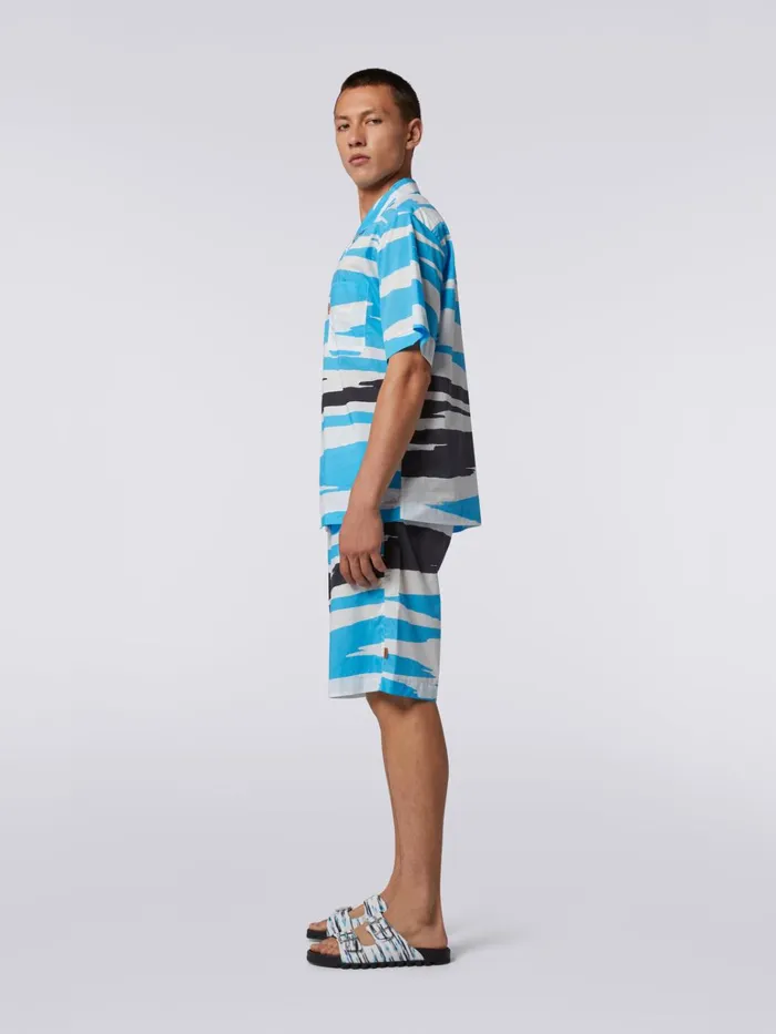 Men Cotton Bermuda Shorts With Slub Print Multicoloured Missoni Trousers
