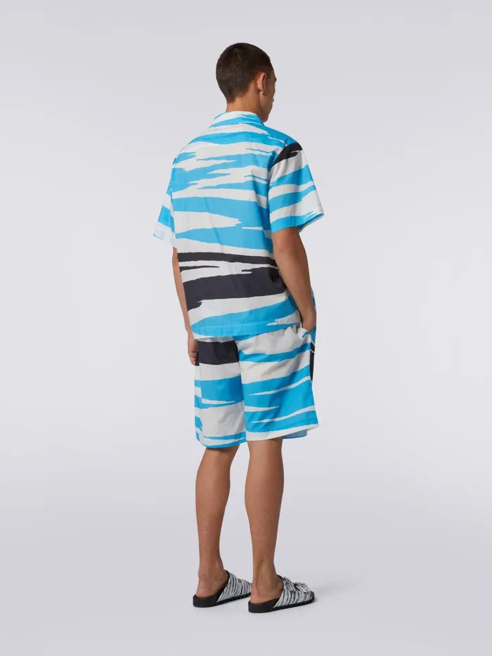 Men Cotton Bermuda Shorts With Slub Print Multicoloured Missoni Trousers