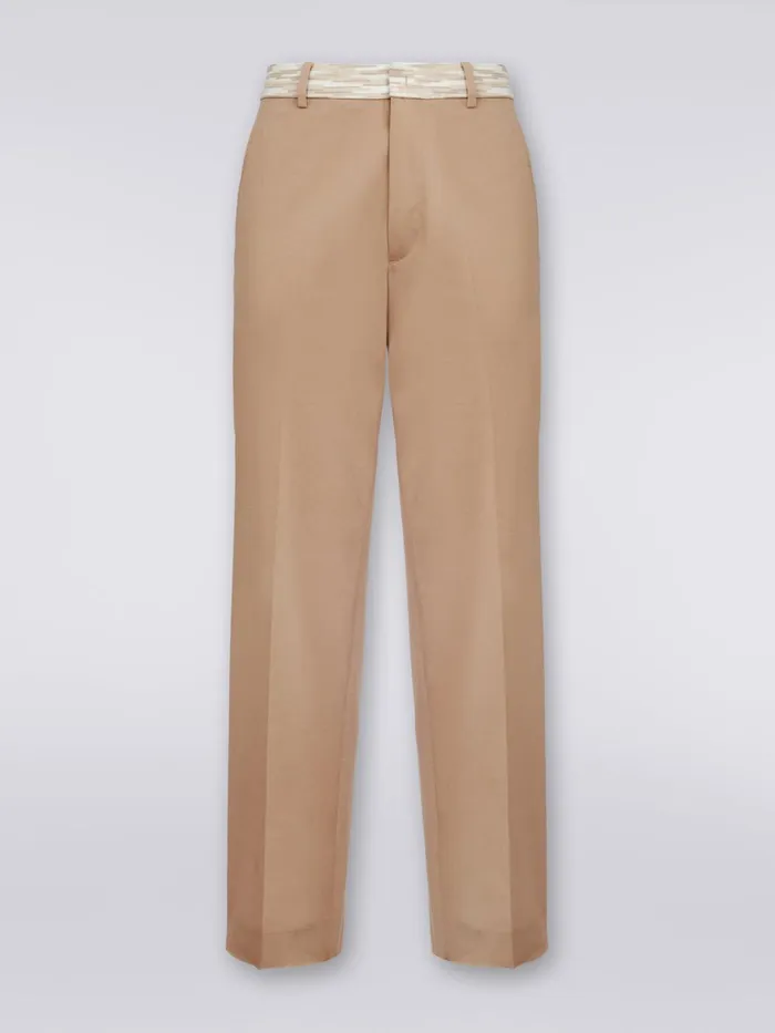 Men Cotton Trousers With Slub Inserts White Missoni Trousers