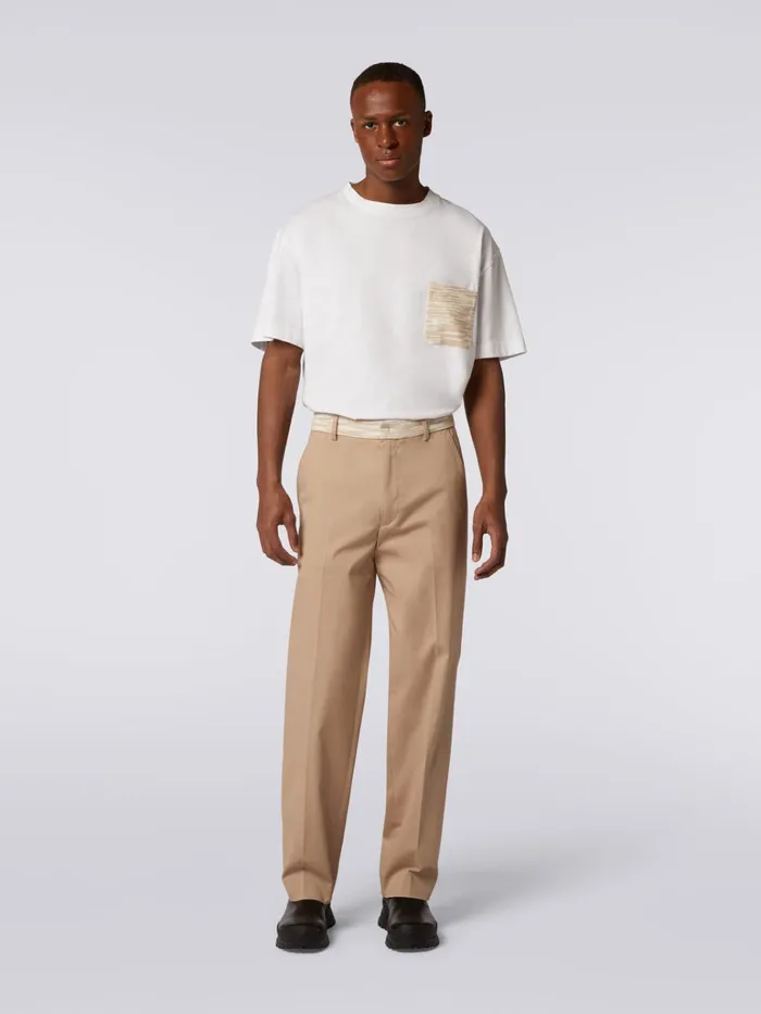 Men Cotton Trousers With Slub Inserts White Missoni Trousers Men Cotton Trousers With Slub Inserts White Missoni Trousers