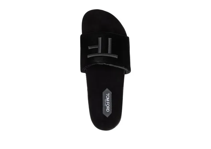 Men Espadrilles and Sandals Tom Ford Velvet Harrison Slipper Black Men Espadrilles and Sandals Tom Ford Velvet Harrison Slipper Black