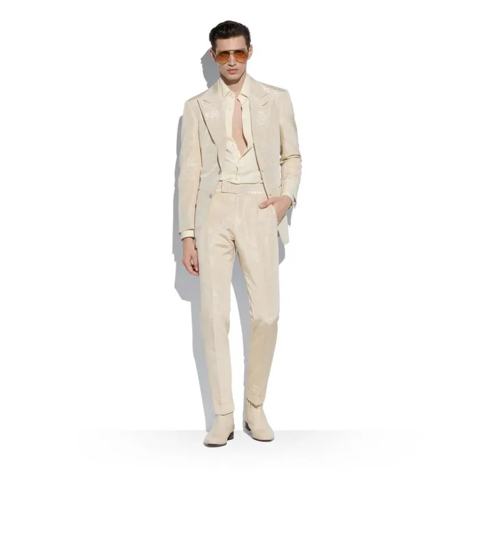 Men Evening Tom Ford Metallic Slub Moire Atticus Jacket Cream White Men Evening Tom Ford Metallic Slub Moire Atticus Jacket Cream White
