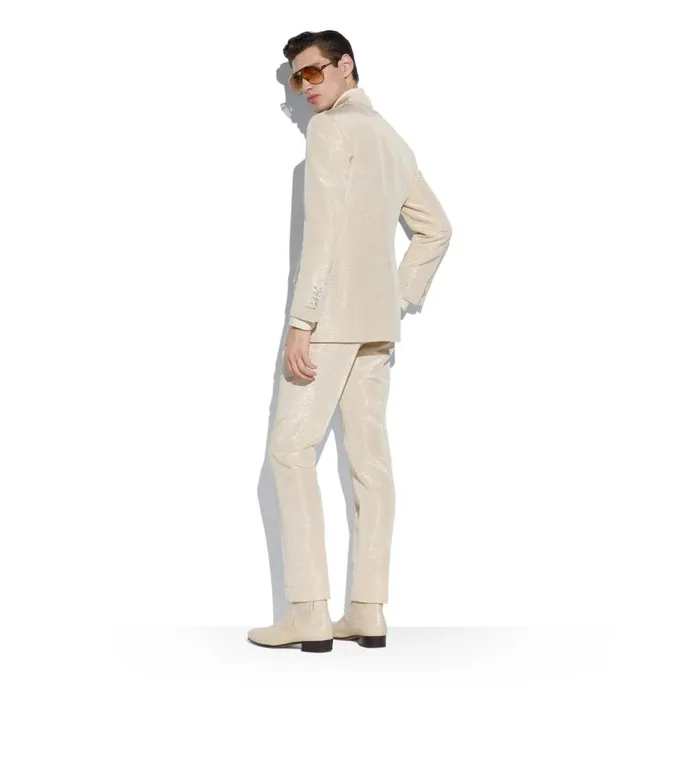Men Evening Tom Ford Metallic Slub Moire Atticus Jacket Cream White Men Evening Tom Ford Metallic Slub Moire Atticus Jacket Cream White