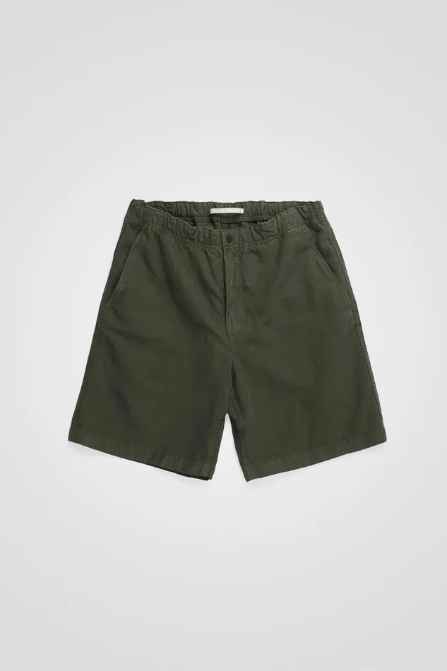 Men Ezra Relaxed Cotton Linen Short Spruce Green Norse Projects Shorts