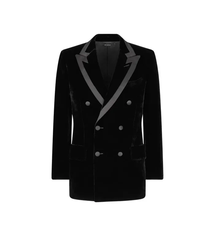 Men Jackets Tom Ford Silk Viscose Velvet Atticus Cocktail Jacket Black