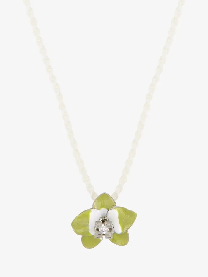 Men Jewelry Givenchy Flower Necklace In Metal Enamel Crystal And Macrame Lime Men Jewelry Givenchy Flower Necklace In Metal Enamel Crystal And Macrame Lime