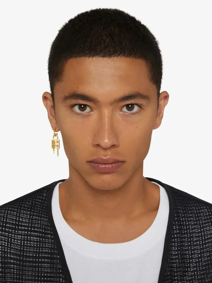 Men Jewelry Givenchy Lock Earring In Metal Golden Yellow Men Jewelry Givenchy Lock Earring In Metal Golden Yellow