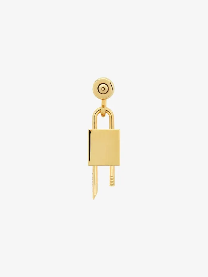 Men Jewelry Givenchy Lock Earring In Metal Golden Yellow Men Jewelry Givenchy Lock Earring In Metal Golden Yellow