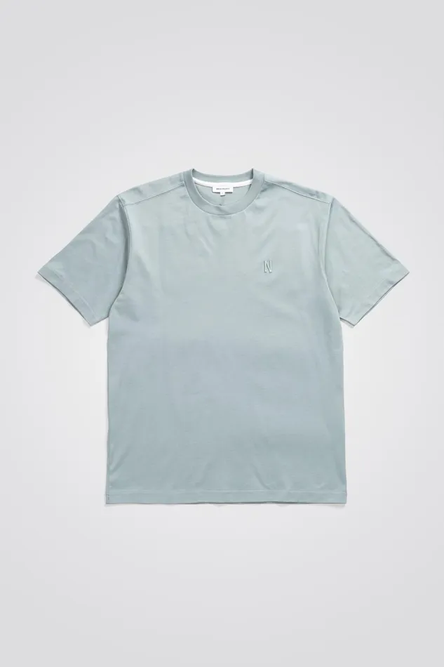 Men Johannes N Logo Tshirt Light Stone Blue Norse Projects TShirts