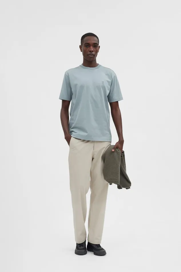 Men Johannes N Logo Tshirt Light Stone Blue Norse Projects TShirts