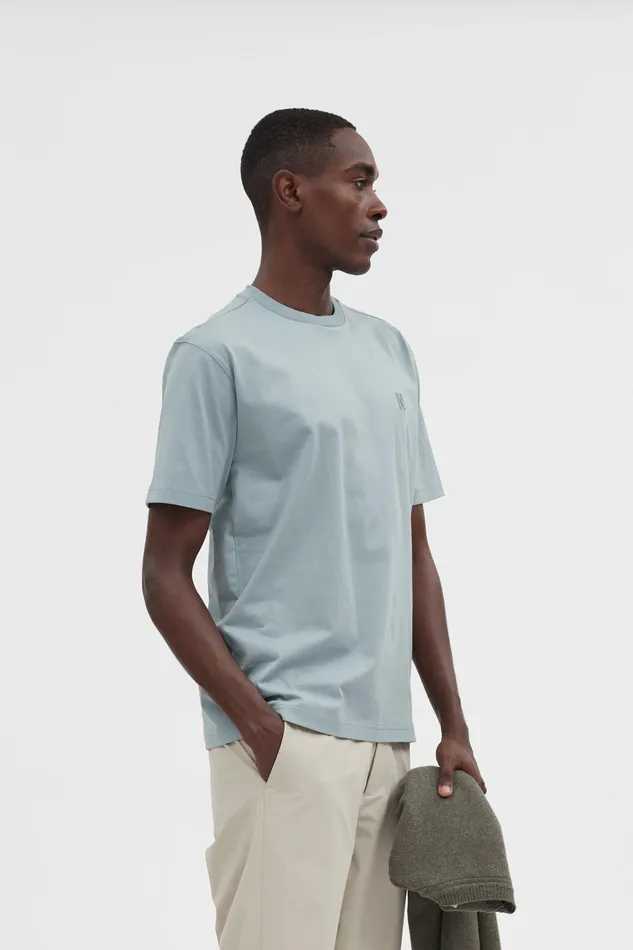 Men Johannes N Logo Tshirt Light Stone Blue Norse Projects TShirts