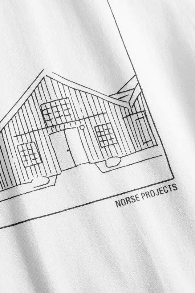 Men Johannes Organic Kanonbadsvej Print Tshirt White Norse Projects TShirts