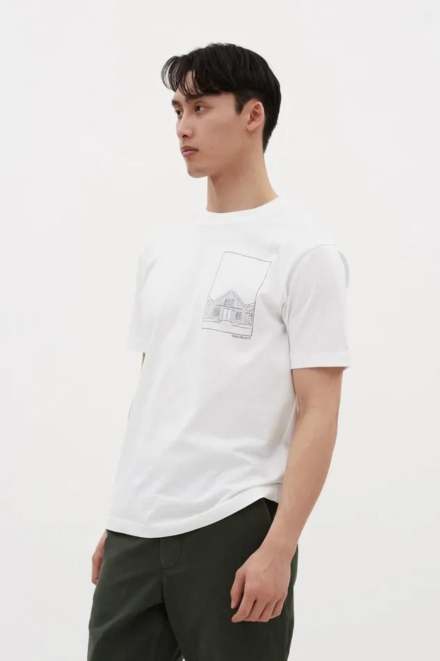 Men Johannes Organic Kanonbadsvej Print Tshirt White Norse Projects TShirts