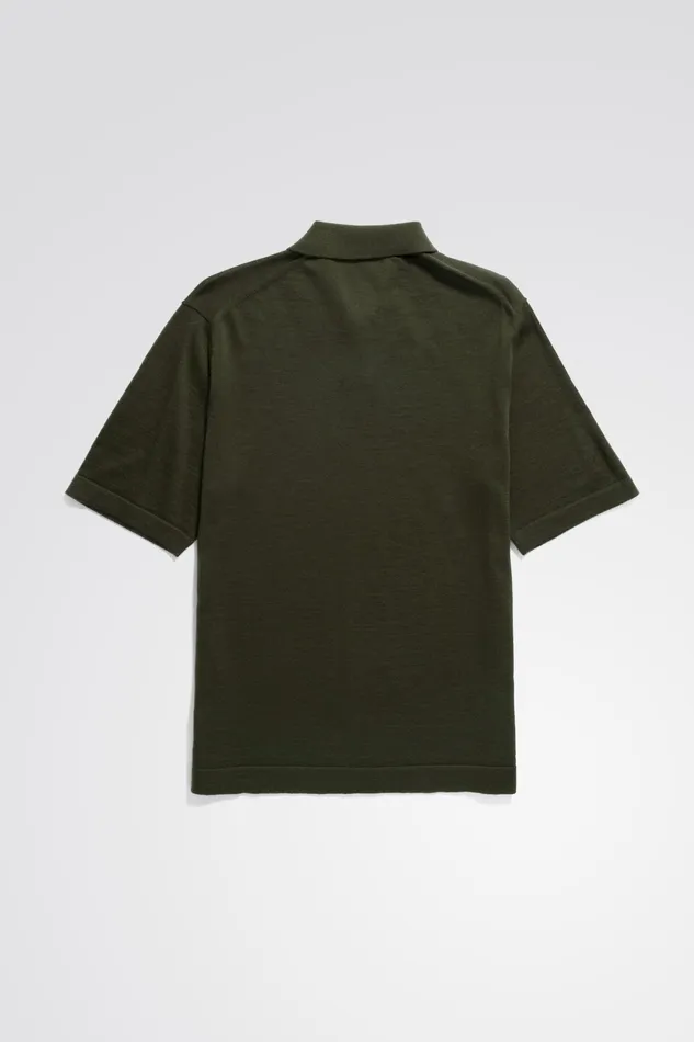 Men Jon Tech Merino SS Polo Army Green Norse Projects Knitwear