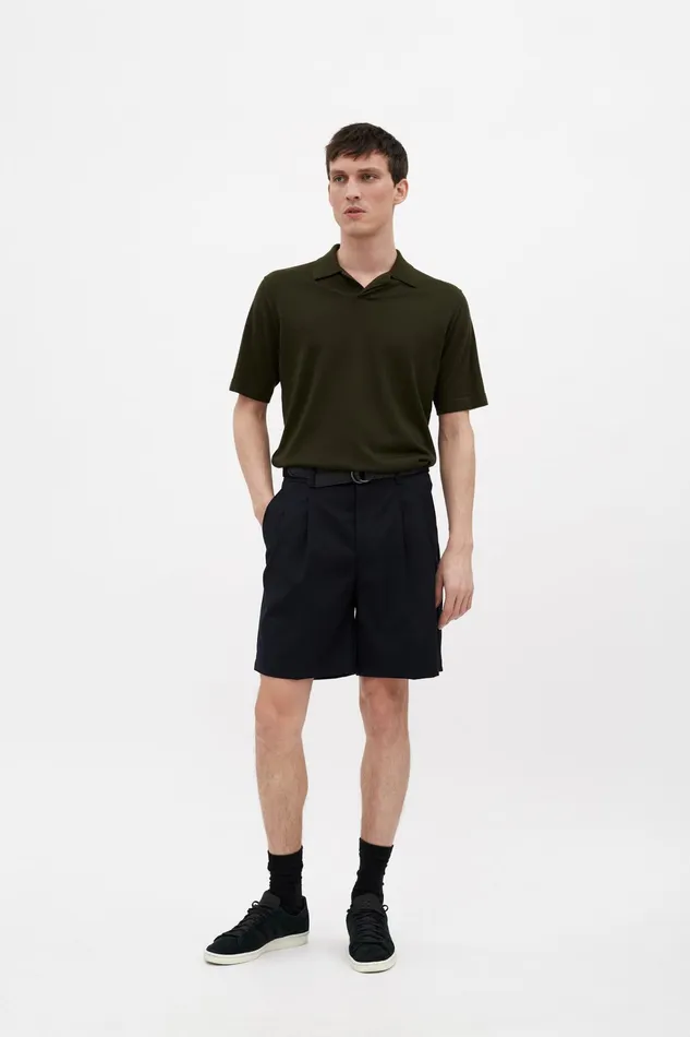 Men Jon Tech Merino SS Polo Army Green Norse Projects Knitwear