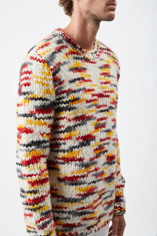 Men Knitwear Gabriela Hearst Lawrence Knit Sweater In Space Dye Fire Multi Welfat Cashmere