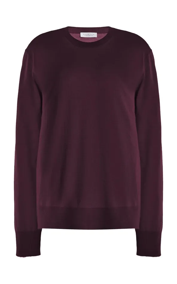 Men Knitwear Gabriela Hearst Palco Knit Crewneck In Deep Bordeaux Merino Wool