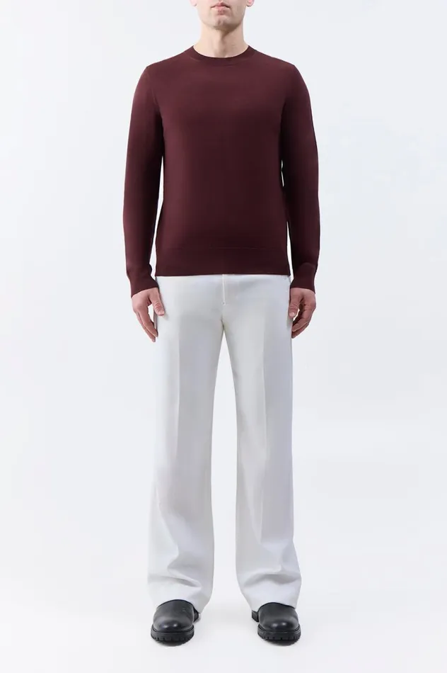 Men Knitwear Gabriela Hearst Palco Knit Crewneck In Deep Bordeaux Merino Wool