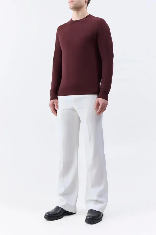 Men Knitwear Gabriela Hearst Palco Knit Crewneck In Deep Bordeaux Merino Wool