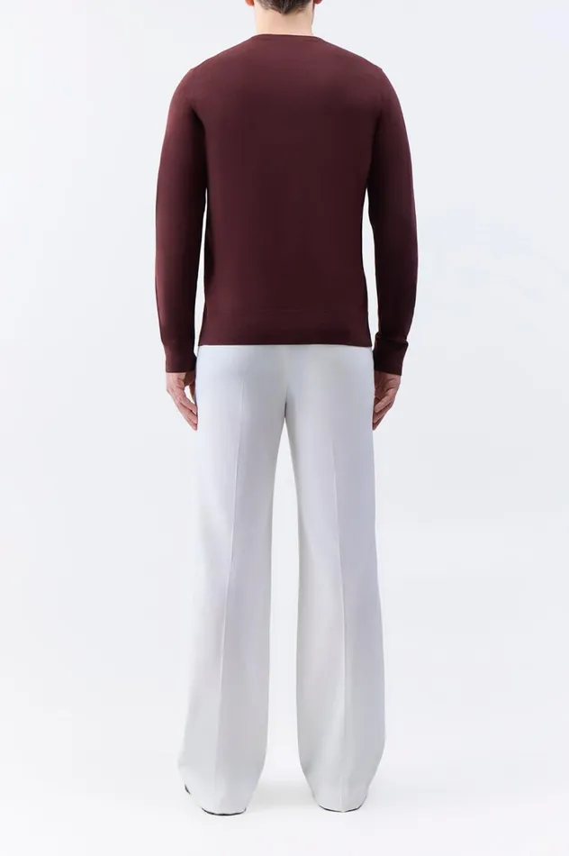 Men Knitwear Gabriela Hearst Palco Knit Crewneck In Deep Bordeaux Merino Wool