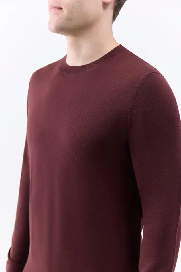 Men Knitwear Gabriela Hearst Palco Knit Crewneck In Deep Bordeaux Merino Wool