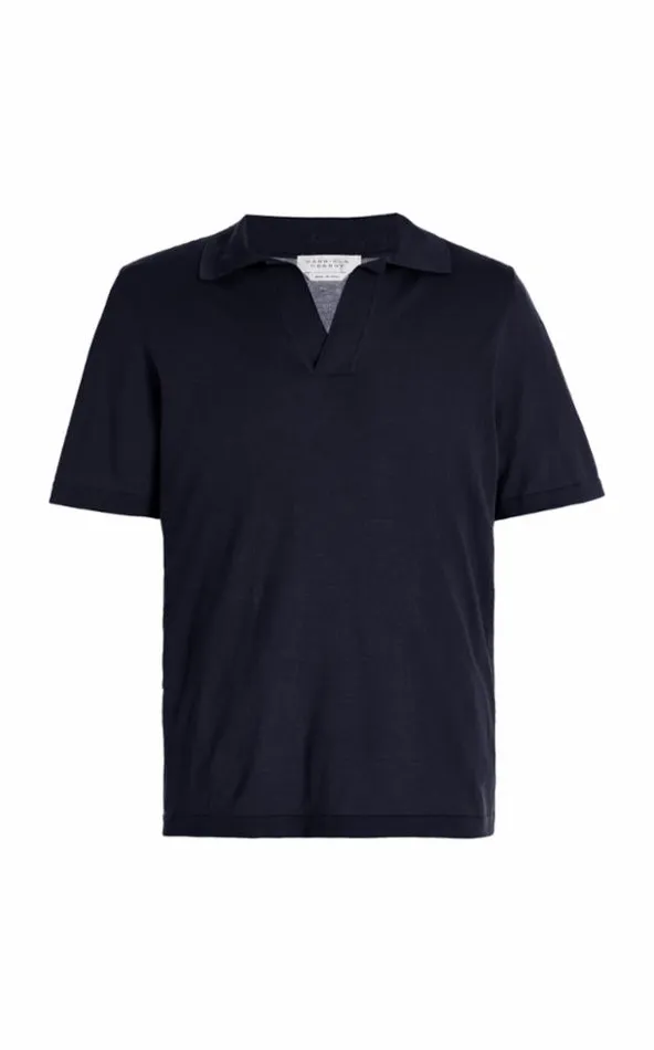 Men Knitwear Gabriela Hearst Stendhal Knit Short Sleeve Polo In Dark Navy Cashmere