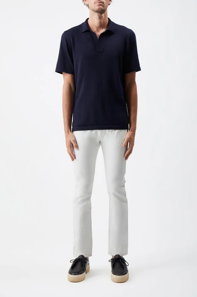 Men Knitwear Gabriela Hearst Stendhal Knit Short Sleeve Polo In Dark Navy Cashmere