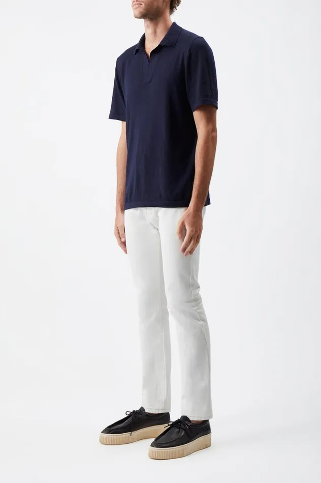 Men Knitwear Gabriela Hearst Stendhal Knit Short Sleeve Polo In Dark Navy Cashmere