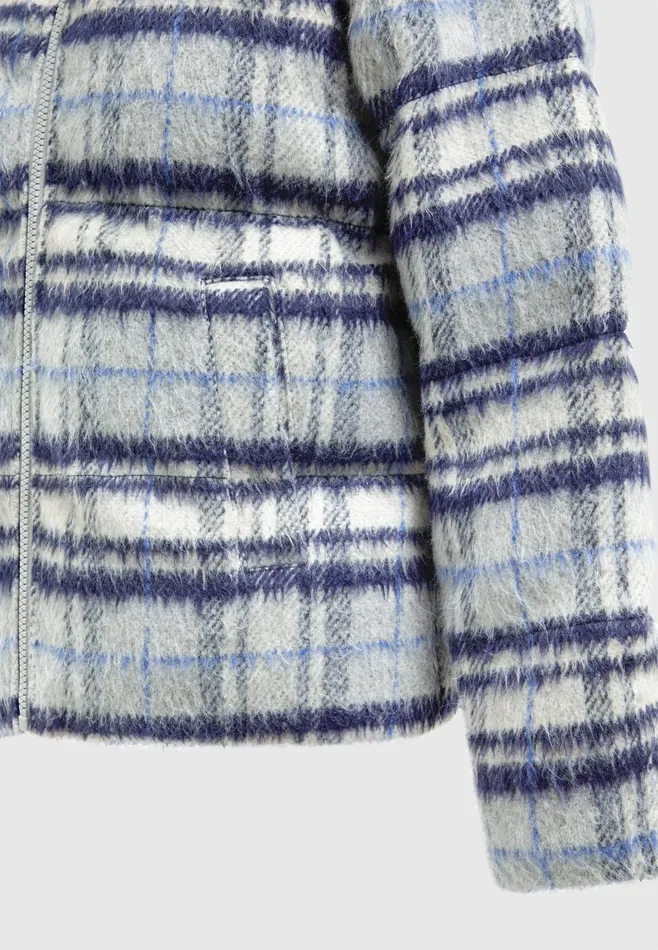 Men Manire De Voir Brushed Check Puffer Jacket Blue